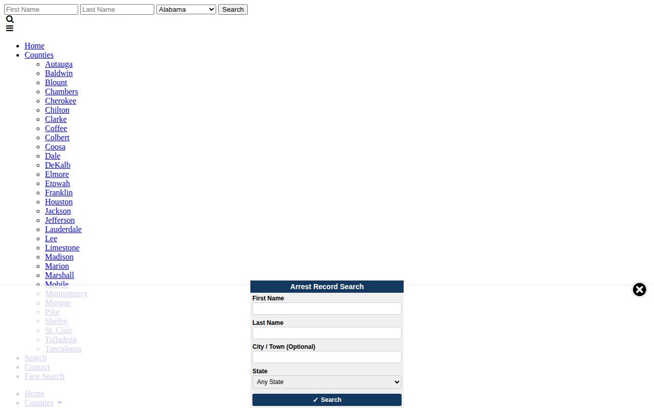 Talladega County arrests last 24 hours unofficial dated booking interface